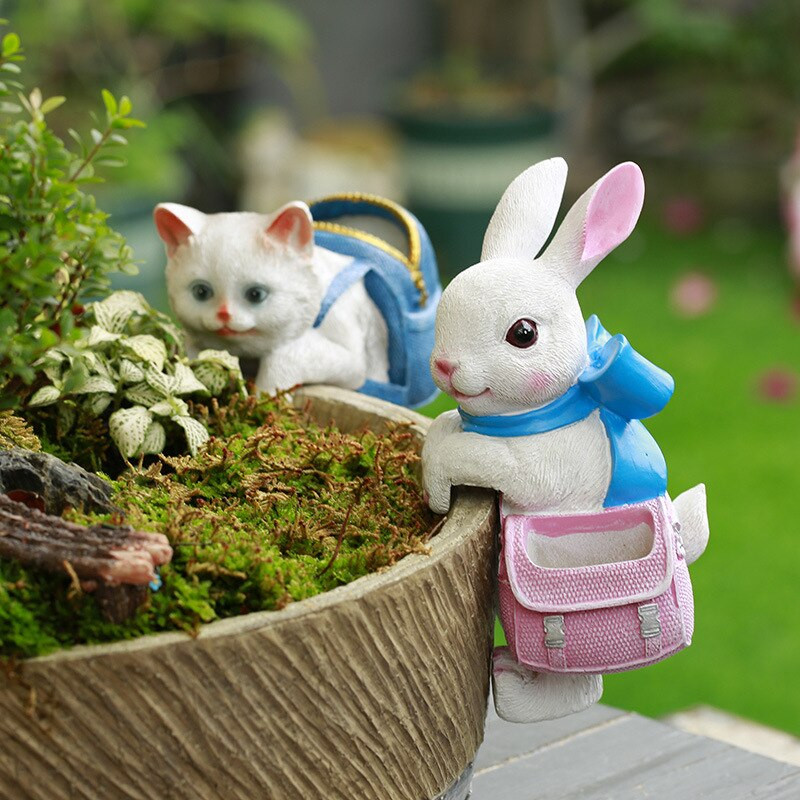 Naujas mielas kačių šunų kabantis puodelis dervos dekoras Gyvūnų gėlių krepšelio krašto dekoras, skirtas sodo dizainui vazoniniai augalai Hugger ornamentas