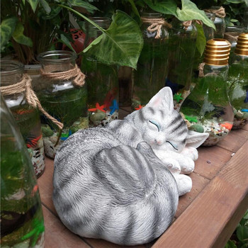 American Cute Sleeping Cat Resin Statue Crafts Εξωτερική αυλή Γλυπτό Στολίδια Σπίτι Κήπος Αξεσουάρ γκαζόν Διακόσμηση