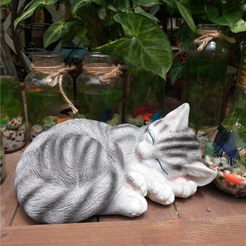 American Cute Sleeping Cat Resin Statue Crafts Εξωτερική αυλή Γλυπτό Στολίδια Σπίτι Κήπος Αξεσουάρ γκαζόν Διακόσμηση