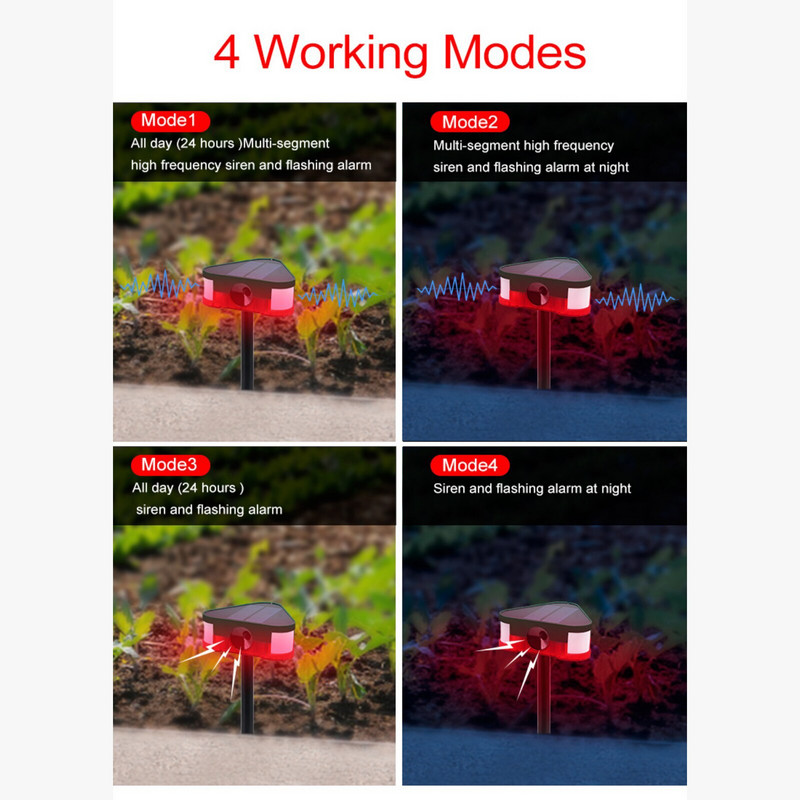 Saulės gyvūnų atbaidiklis Ultragarsinis kenkėjus atbaidantis vabzdžių paukščių atbaidymo judesio jutiklis skirtas lauko sodo atbaidymo kenkėjams kontrolei