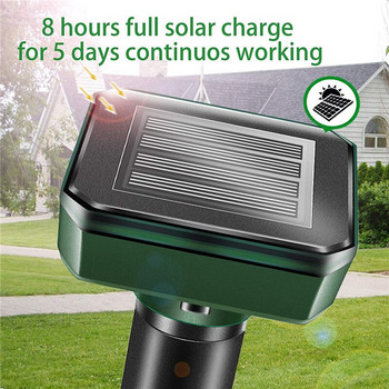 2 τμχ/σετ Solar Powered Ultrasonic Rat Repeller Snake Rodent Repeller for Outdoor Lamp Yard Garden Sonic Mole Pest Control