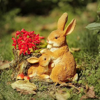 Pastoral Simulation Rabbit Γλάστρα Ρητίνη Αξεσουάρ Γλυπτό κήπου εξωτερικού χώρου Διακόσμηση Μπαλκονιού Αυλή Στολίδια Χειροτεχνίες