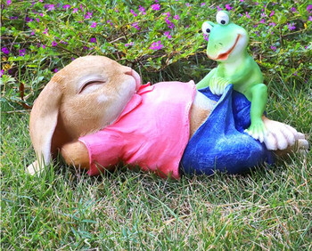 Courtyrad Cartoon Resin Sleeping Rabbit Frog Sculpture Εξωτερικός κήπος Βίλα Έπιπλα Διακόσμηση Τετράγωνα Κοινοτικά Αξεσουάρ