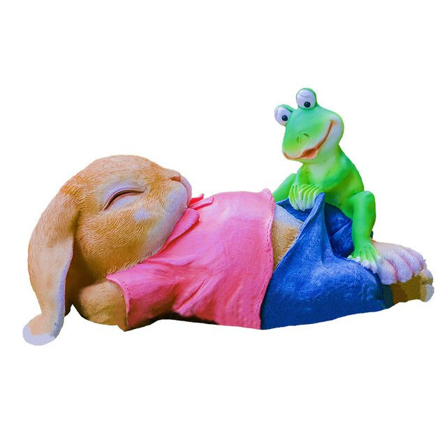 Courtyrad Cartoon Resin Spiaci králik Žaba Socha Vonkajšia záhrada Vila Nábytková dekorácia Námestie Spoločenské doplnky