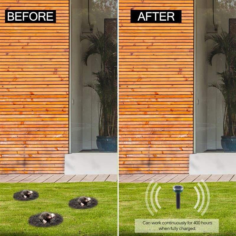 4 bucăți cu energie solară, ultrasunete, șoarece, cârtiță, dăunător, respingător pentru rozătoare, respingător pentru curte, cu LED-uri, pentru exterior, lampă pentru grădină.