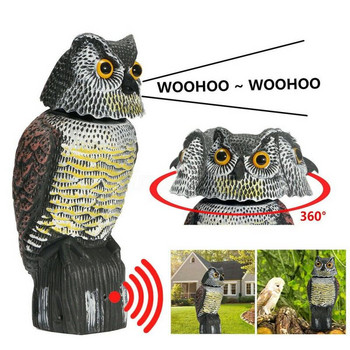 Realistic Bird Scarer Περιστρεφόμενη κεφαλή Sound Owl Prowler Decoy Protection Απωθητικό Έλεγχος παρασίτων Σκιάχτρο Κήπος Yard Dropshipping