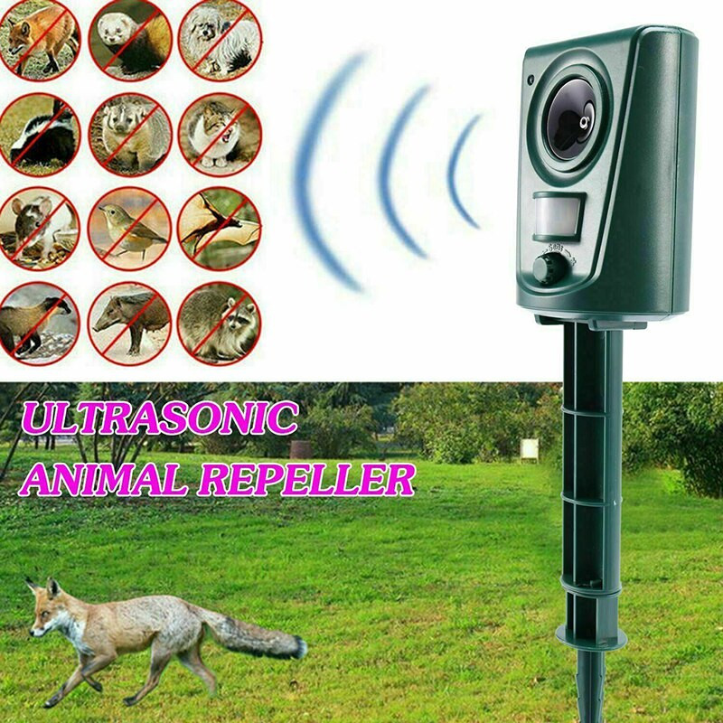 Ultragarsinis gyvūnų gaudyklės atbaidiklis, atbaidantis kačių šunų lapių atgrasymo priemonę šunims su baterijomis maitinamas gyvūnų baidymo priemonė lauko sodui