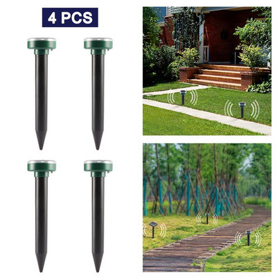 Saulės energija varomas ultragarsinis pelės kurmis kenkėjų graužikų atbaidiklis, kiemo LED šviesos atbaidiklis lauko lempų kiemo sodas