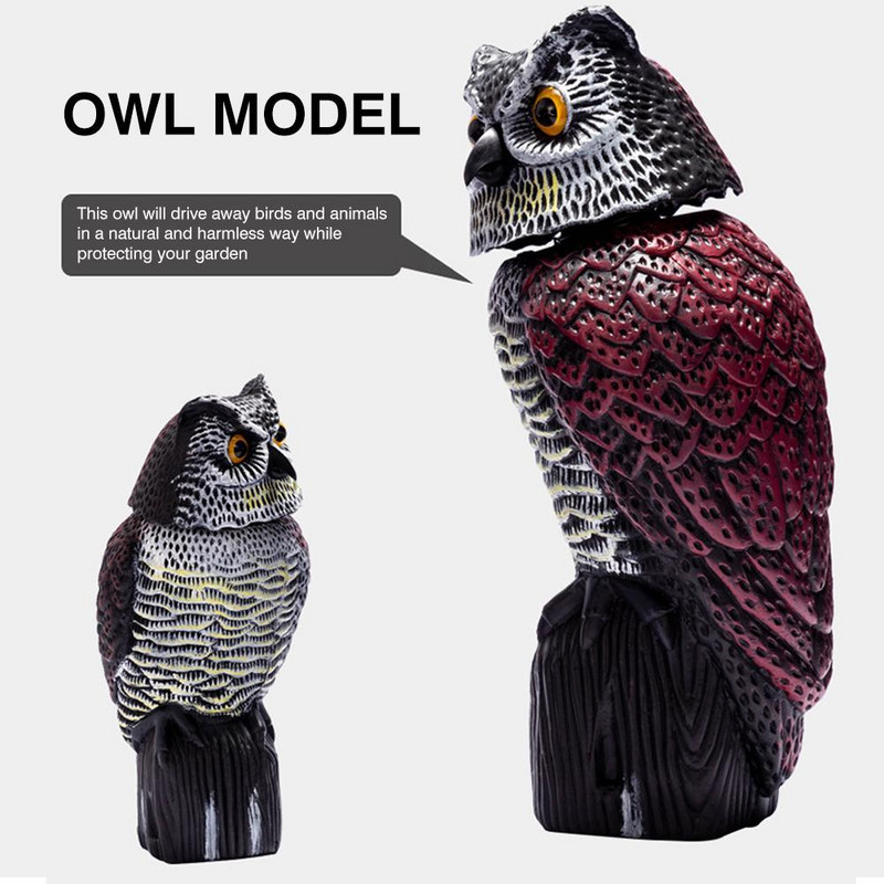 Naujas Karštas Išpardavimas Realistiškas paukščių baidyklė Besisukantis galvos Pelėda Prowler Masalas Apsauga Atbaidyti kenkėjus Kaliausė Sodo kiemas