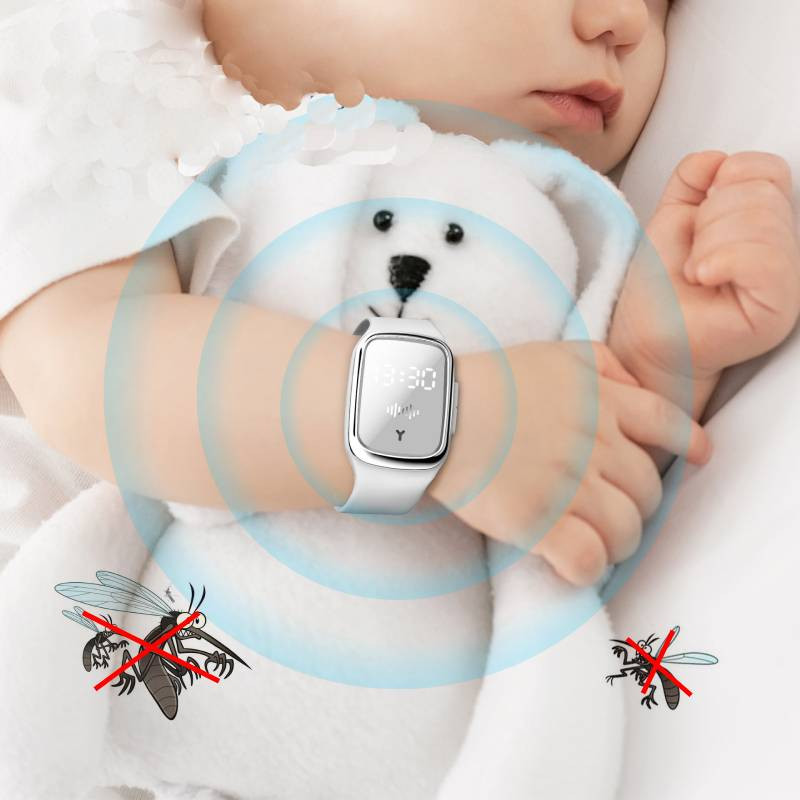2 vnt Ultragarsinis uodus atbaidantis laikrodis, USB įkraunamas vandeniui atsparus apyrankė nuo uodų vabzdžių ultragarso vaikams suaugusiems