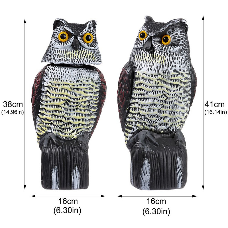 Външен двор Изплашване на птици Въртяща се глава Градинска декорация Контрол на вредители Птици Репелент Възпиращ птици Примамка за бухал