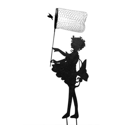 Akciós lepke lány vintage fém sziluett szobor a kertbe emlékmű - szobor otthoni dekoráció kültéri kertben