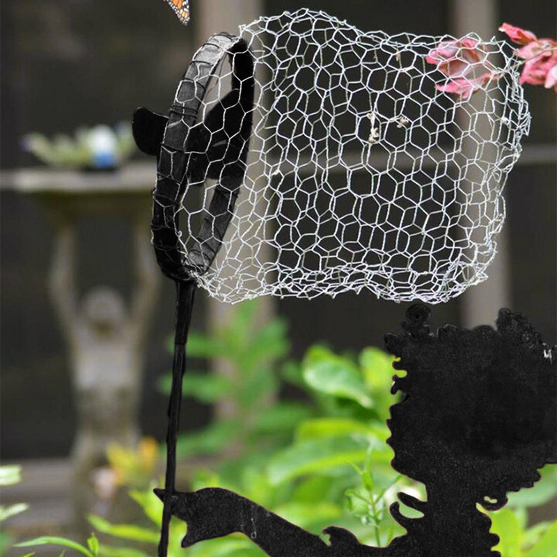 Akciós lepke lány vintage fém sziluett szobor a kertbe emlékmű - szobor otthoni dekoráció kültéri kertben