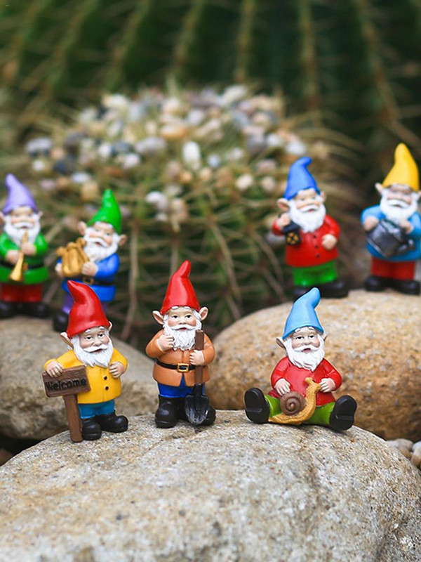 Sodo nykštuko statula Mini sodo nykštuko figūrėlės Dervos nykštuko sodas Juokingi miniatiūriniai nykštukai Elfų figūrėlės Mikro sodo nykštukų rinkinys
