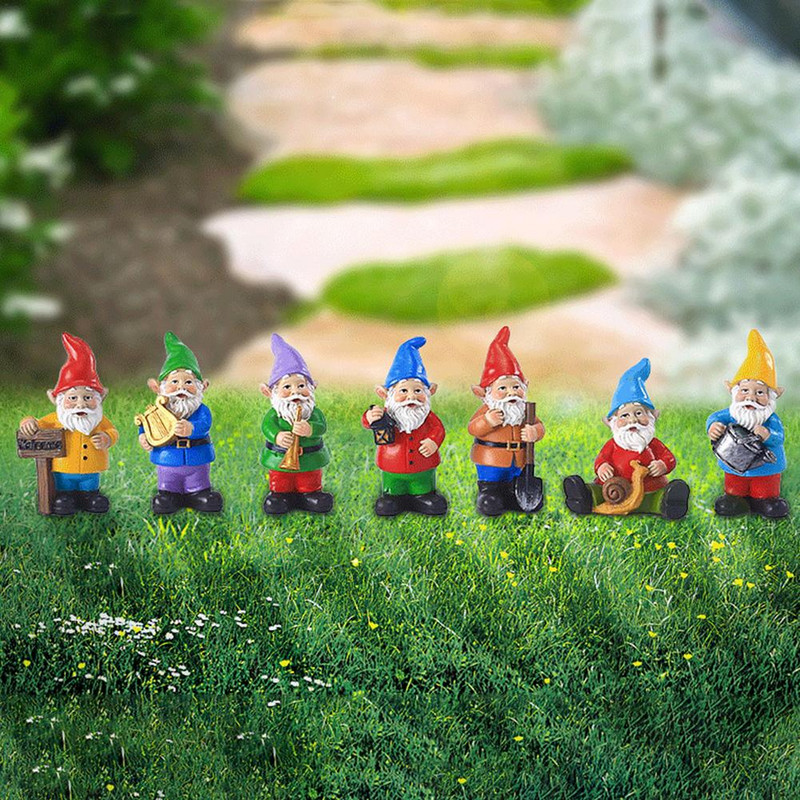 Sodo nykštuko statula Mini sodo nykštuko figūrėlės Dervos nykštuko sodas Juokingi miniatiūriniai nykštukai Elfų figūrėlės Mikro sodo nykštukų rinkinys