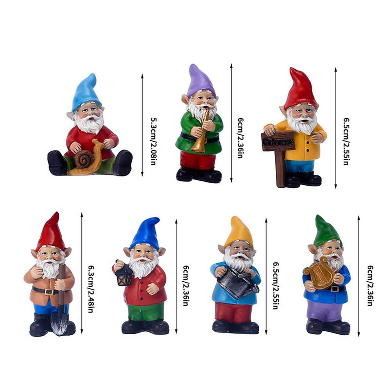 Sodo nykštuko statula Mini sodo nykštuko figūrėlės Dervos nykštuko sodas Juokingi miniatiūriniai nykštukai Elfų figūrėlės Mikro sodo nykštukų rinkinys