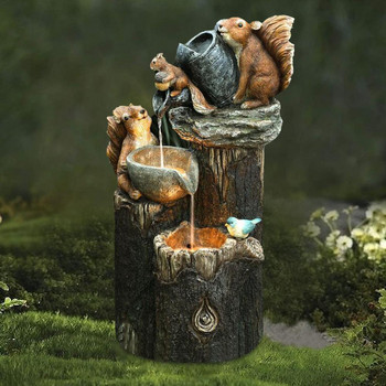 Animal Garden Statue Solar Garden Resin Crafts Επιτραπέζια διακόσμηση Τέχνη Μικρά στολίδια Σκίουρος Πάπια Άγαλμα