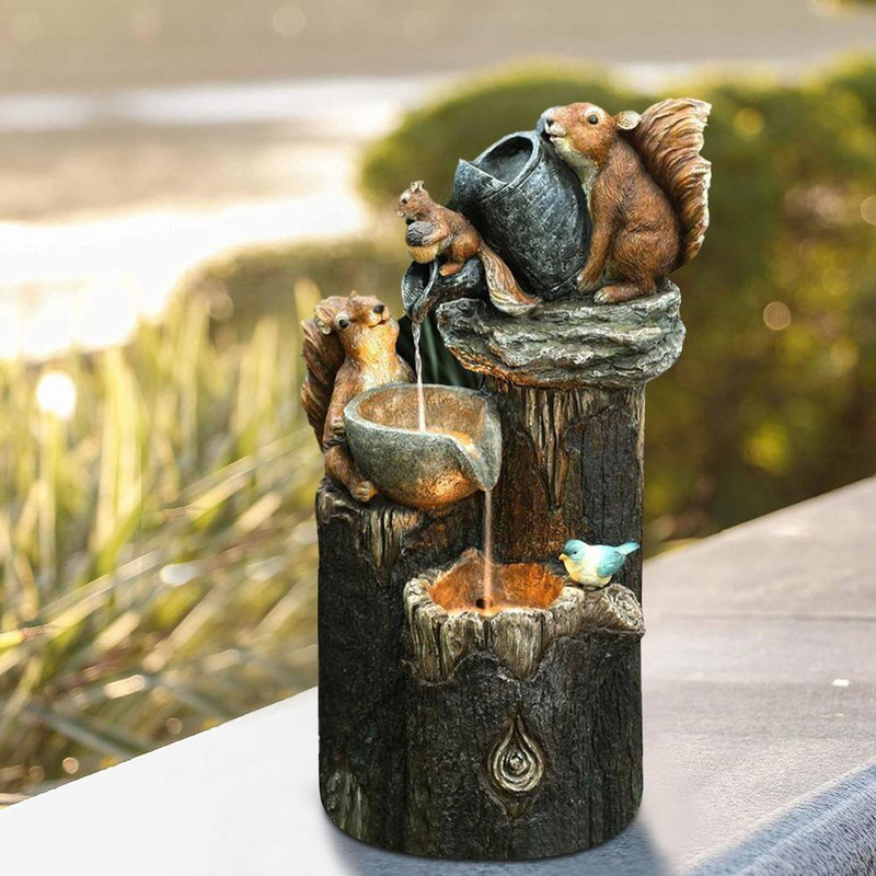 Gyvūnų sodo statula Saulės sodo dervos amatai Darbastalio apdaila Menas Maži papuošalai Voverės anties statula