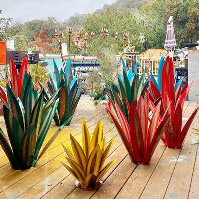 Új tequila rusztikus szobor barkácsolás fém agave növény kert udvar művészet szobor táj díszek kézzel készített otthon kültéri dekoráció