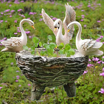 Ρητίνη White Swan Garden Statue Διακοσμητικό τοπίο Αυλή Κήπος Γλυπτό Ανθεκτικό στις καιρικές συνθήκες Three Swans Statue Garden Decor