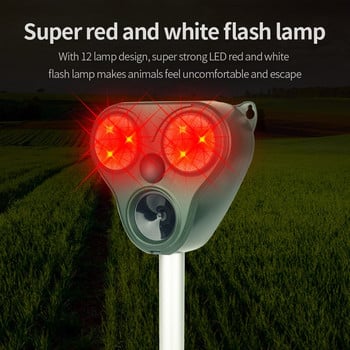 Solar Powered Animal Repeller Solar Ultrasonic Animal Repeller Απωθητικό για σκύλους/Γάτες/Πουλιά Frighten Animals sonar