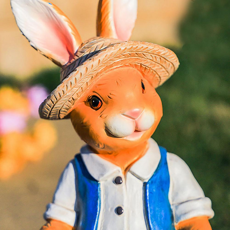 Sculptură de iepuraș în picioare Figurină adorabilă de animale din rășină, lucrare manuală, decor de grădină pentru Halloween