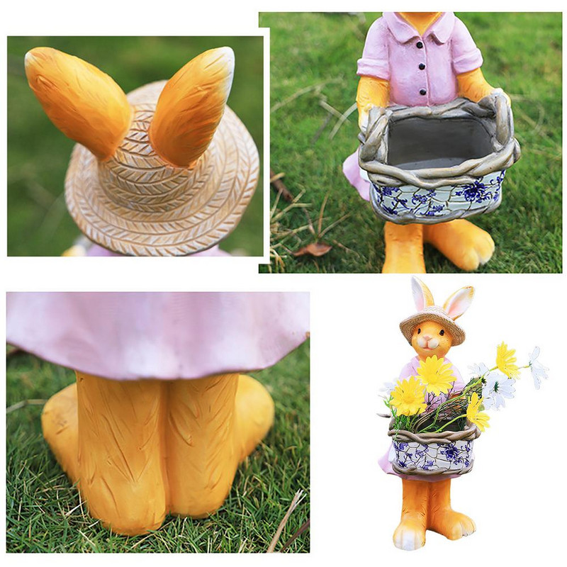 Sculptură de iepuraș în picioare Figurină adorabilă de animale din rășină, lucrare manuală, decor de grădină pentru Halloween