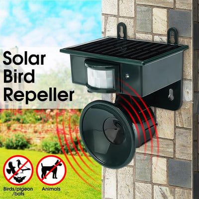 Ultrasonic Bird Repeller Garden Solar Powered Waterproof Animal Repeller with Motion Sensor Sound Scares Repels Pigeon Bird
