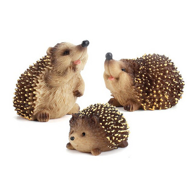 3 vnt sodo ežio figūrėlės skulptūros ornamento statula Unikalios meno gyvūno dekoracijos lauko kiemo vejai terasai darbalaukis ranka m