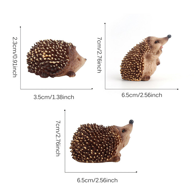 3 vnt sodo ežio figūrėlės skulptūros ornamento statula Unikalios meno gyvūno dekoracijos lauko kiemo vejai terasai darbalaukis ranka m