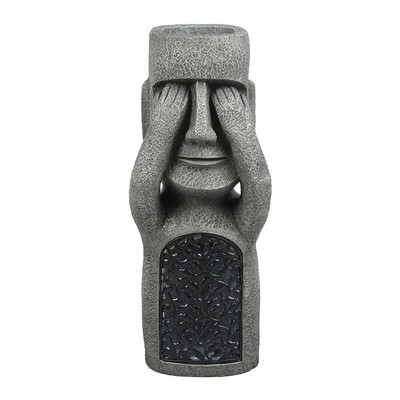 No See/Hear/Speak Evil Garden Veľkonočný ostrov Socha Kvetináč s LED Svetlom Socha Kvetináč Vonkajšia Dekorácia Dvorku Terasa