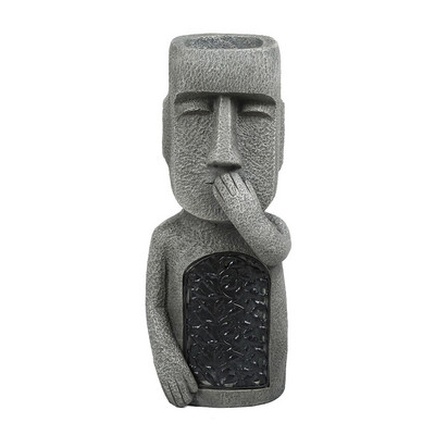 No See/Hear/Speak Evil Garden Veľkonočný ostrov Socha Kvetináč s LED Svetlom Socha Kvetináč Vonkajšia Dekorácia Dvorku Terasa