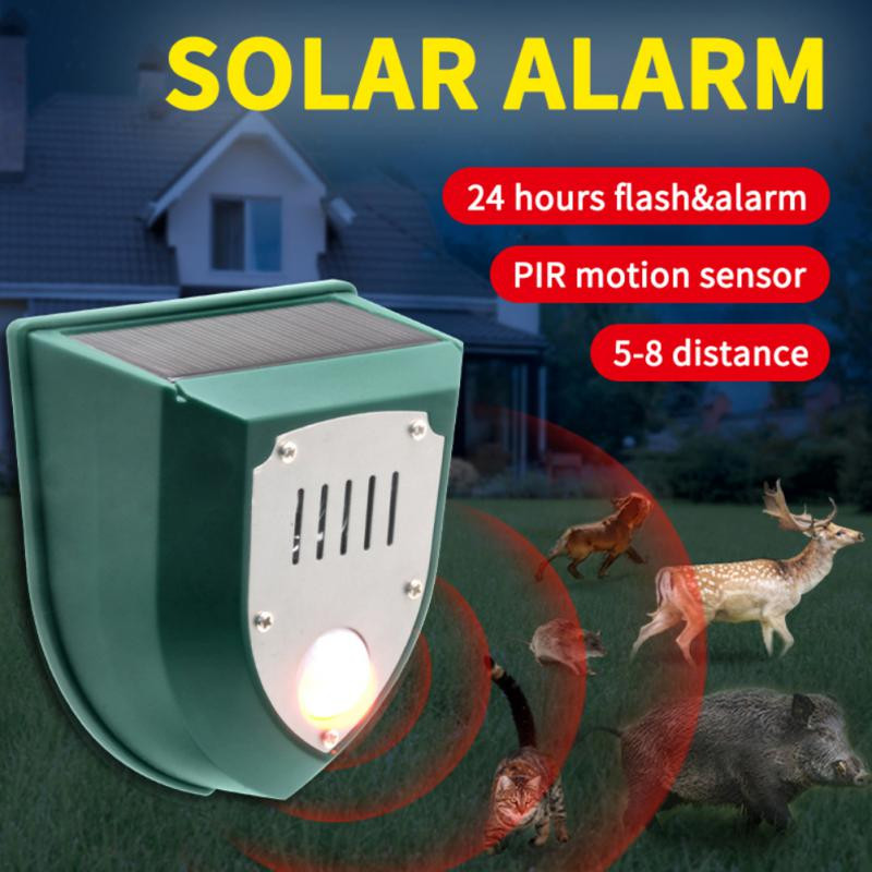 Solarno zvučno upozorenje Bljeskalica upozorenja Solarno svjetlo Alarm Senzor pokreta 129db Decibela Sirena Stroboskop Sigurnosna lampa Vanjski alarmni sustav