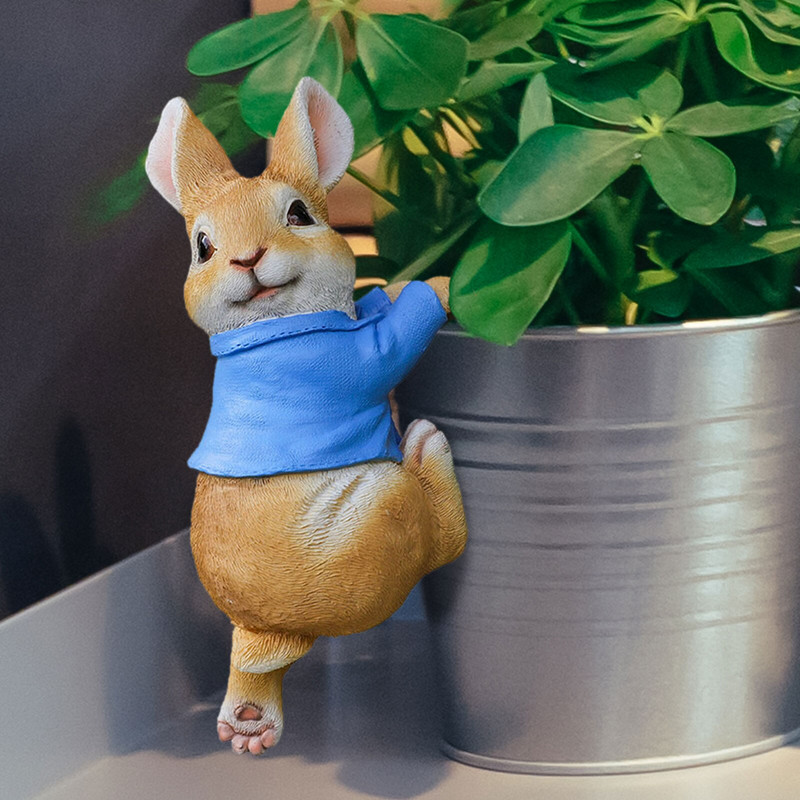 Statuie de iepure amuzant, sculptură adorabilă de iepuraș, figurină de animale din rășină, ornament decorativ pentru grădina de zâne în aer liber, curte, copac