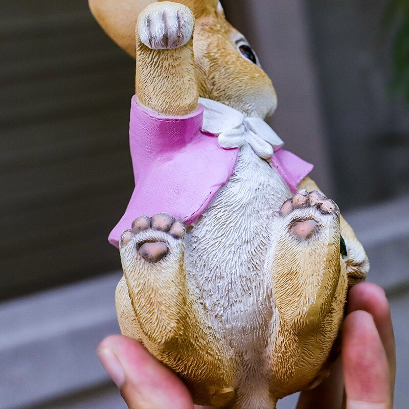 Statuie de iepure amuzant, sculptură adorabilă de iepuraș, figurină de animale din rășină, ornament decorativ pentru grădina de zâne în aer liber, curte, copac