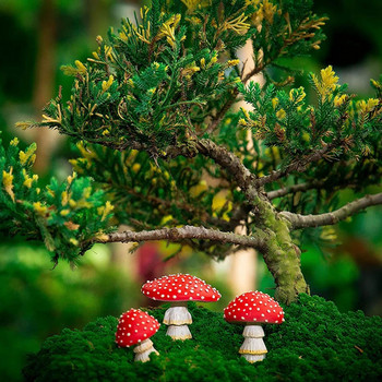 Micro Landscape Ornaments Resin Crafts Φωτεινό κόκκινο μανιτάρι Fairy Garden Decor Figurine Simulation Mushroom Statue