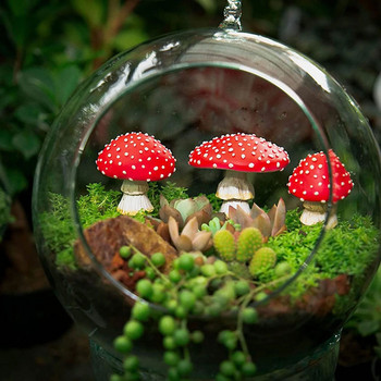 Micro Landscape Ornaments Resin Crafts Φωτεινό κόκκινο μανιτάρι Fairy Garden Decor Figurine Simulation Mushroom Statue