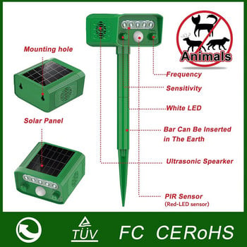 2022 Нов слънчева енергия Ултразвуков репелент за животни Прогонване на вредители Открит змия Мишка Прогонване на птици Насекоми Прогонвач за градински ферми