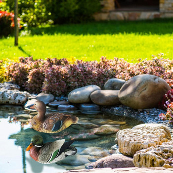 Δημιουργική ρητίνη Floating Mandarin Duck Statue Pond Στολίδι Πάπια για Δεξαμενή ψαριών Διακόσμηση κήπου εξωτερικού χώρου Χαριτωμένο γλυπτό ζώων