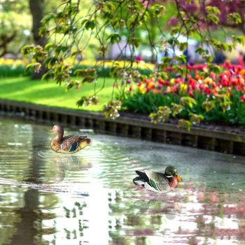 Δημιουργική ρητίνη Floating Mandarin Duck Statue Pond Στολίδι Πάπια για Δεξαμενή ψαριών Διακόσμηση κήπου εξωτερικού χώρου Χαριτωμένο γλυπτό ζώων