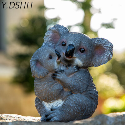 Y.DSHH Градински скулптури на открито Форма на коала за градинска декорация Водоустойчиви скулптури от смола за животни на открито Двор за градински декор