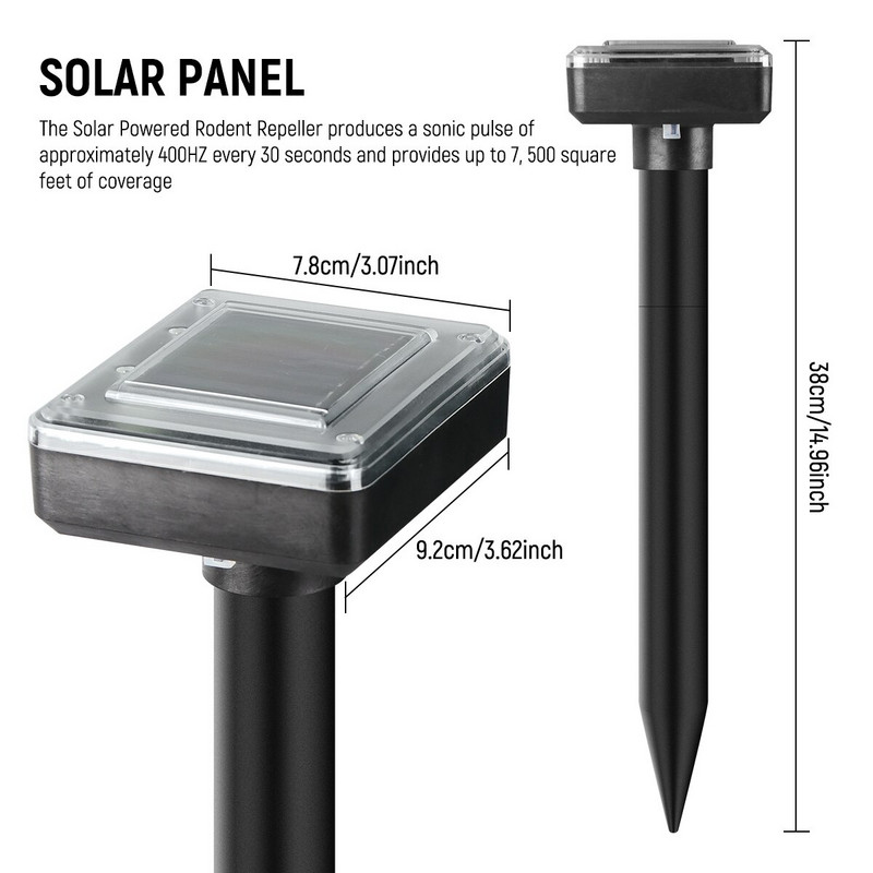 Saulės energija varomas ultragarsinis pelės kurmis kenkėjų graužikų atbaidiklis gyvatės LED lempos atbaidiklis lauko sodo ūkiui