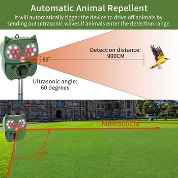 Υπερηχητικό Απωθητικό για Υπαίθρια Απώθηση Ζώων Κυνηγών Απωθητικό Απωθητικό για Σκύλους Γάτα Ποντίκια Κουνέλι Αποτρεπτικό Ηλιακό Τροφοδοτικό Απωθητικό