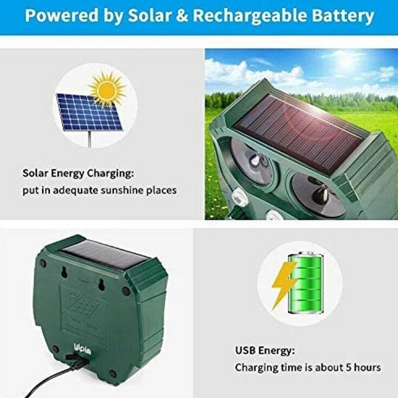 Lauko žiurkėms atbaidantis saulės ultragarsinis atbaidiklis, atbaidantis nuo kenkėjų, atbaidymo įtaisas, gaudyklė Sodo pelė lauko kenkėjų ultragarsas R3F1