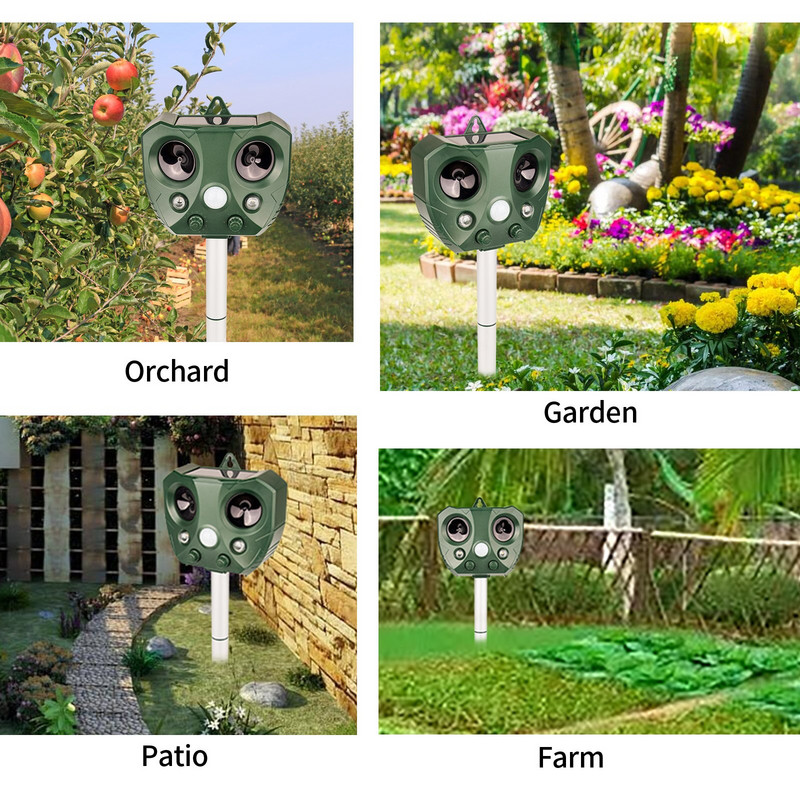 Paukščių atbaidiklis Katės Šunys Graužikų saulės ultragarsas su PIR judesio jutikliu USB įkrovimo gyvūnų atbaidymas sodo kenkėjų kontrolei