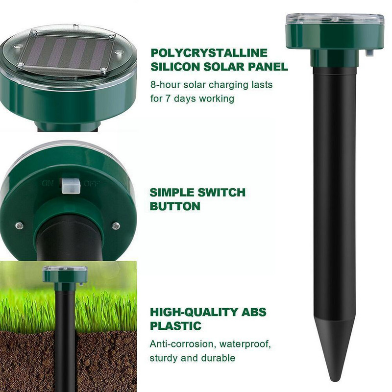 Saulės energija varomas ultragarsinis pelės kurmis kenkėjas graužikas su šviesos lempa, šviesos diodų šviesos diodas lauko repelerio kiemo atbaidymo kiemas Repelle Z5Y4