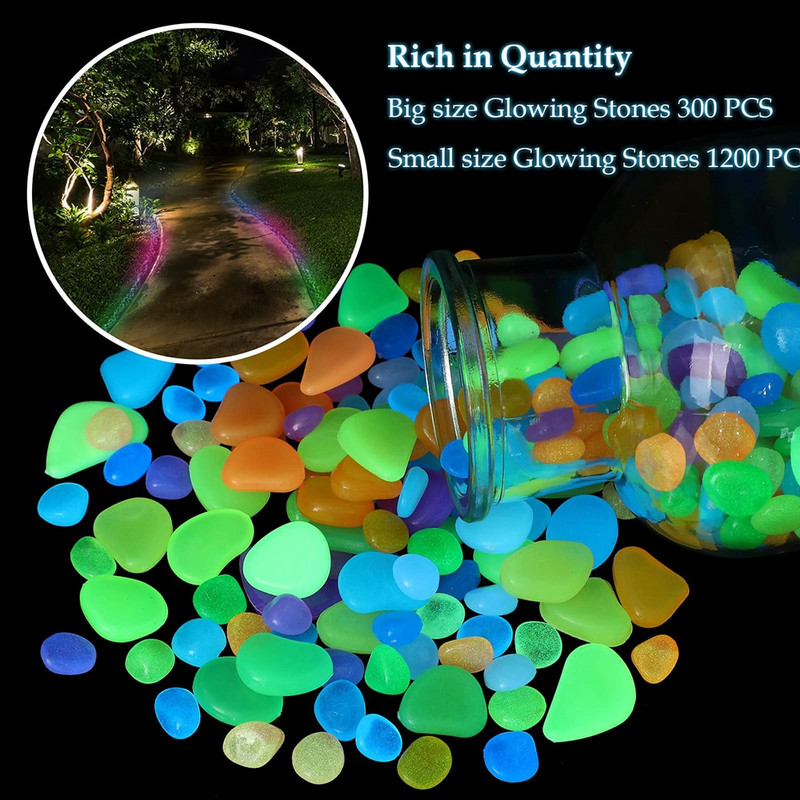 50/100/200 vnt Šviečiantys žėrintys akmenukai Akmenys Uolos patalpų lauko dekoracijoms Sodas Veja Kiemas Vazoninis augalas Gėlynas Žuvys