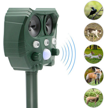 Solar Powered Animal Repeller Solar Ultrasonic Animal Repeller Απωθητικό για σκύλους/Γάτες/Πουλιά Frighten Animals sonar