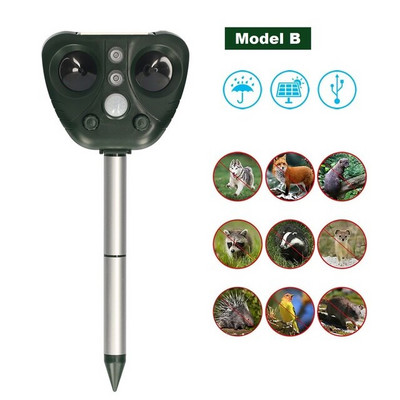 Saulės energija varomas gyvūnų atbaidiklis Saulės ultragarsinis gyvūnų repelentas, atgrasantis šunis / kates / paukščius