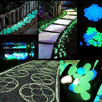 2-3 см светещи камъни светят в тъмни скали в насипно състояние Градински камъчета Аквариум за аквариум Външна декорация Бяла смес цвят 1000